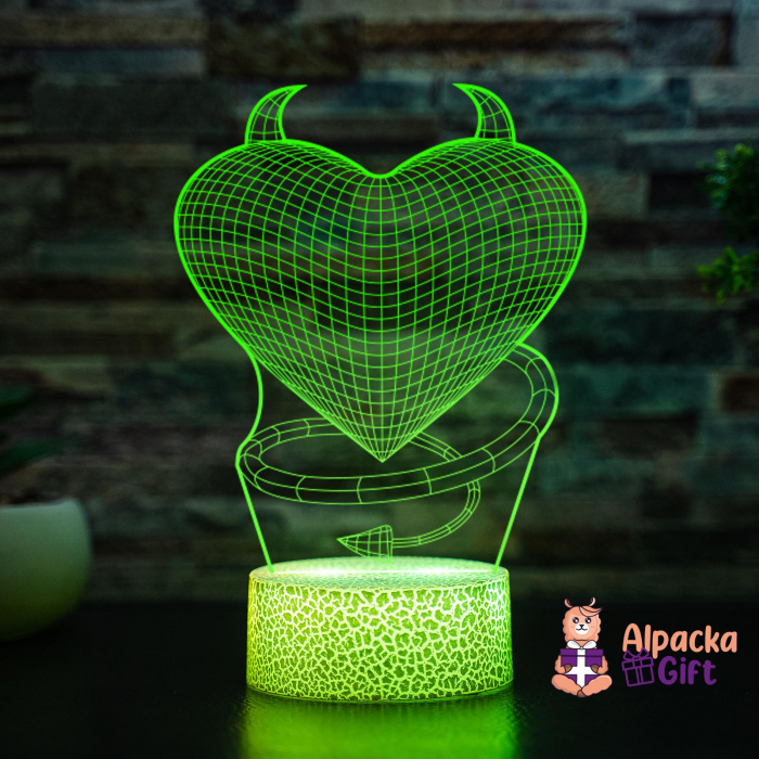 Lampa 3D Inima Cu Coarne [2]
