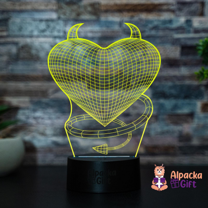 Lampa 3D Inima Cu Coarne [2]