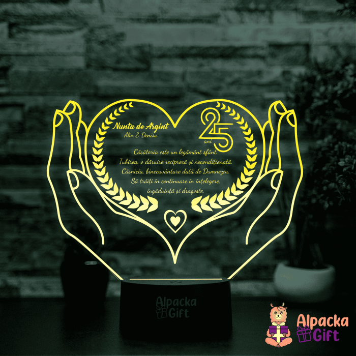 Lampă 3D - Nuntă de argint [3]
