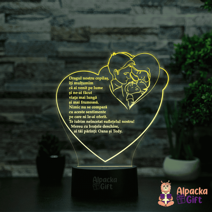Lampă 3D - Inimă Familie [4]