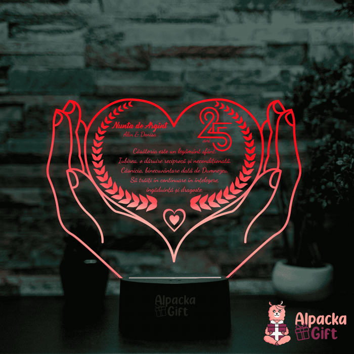 Lampă 3D - Nuntă de argint [4]