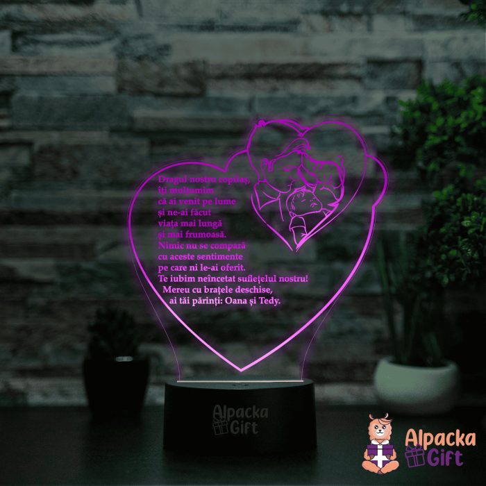 Lampă 3D - Inimă Familie [3]