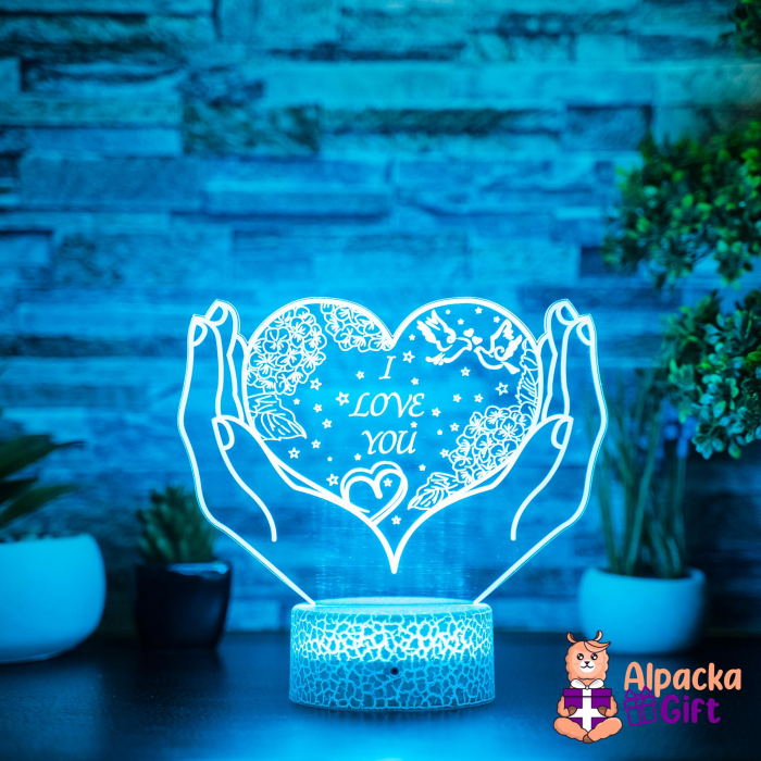Lampă 3D Inimă în Palme 3 [2]
