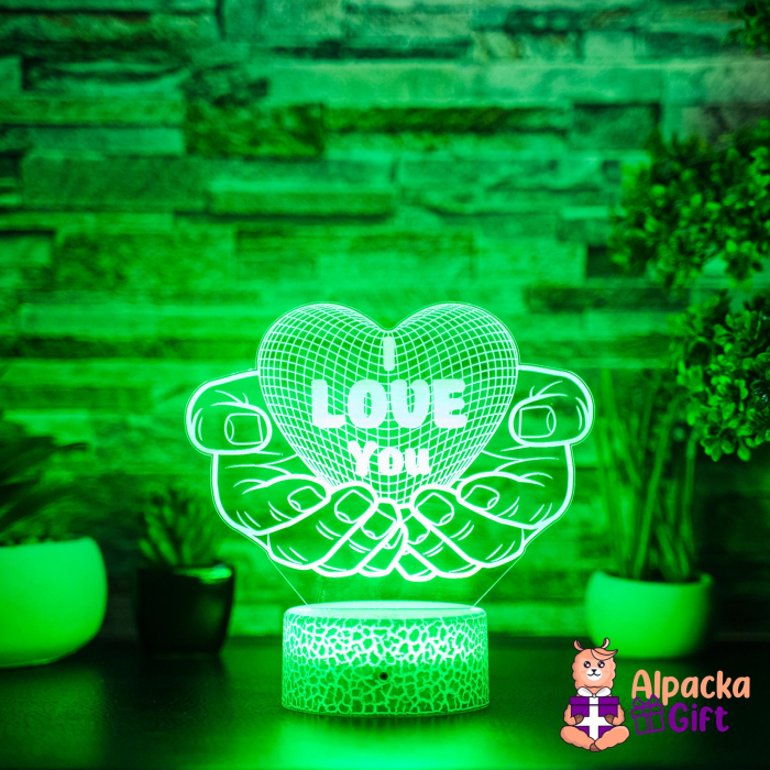 Lampă 3D Inimă în Palme I LOVE YOU [3]