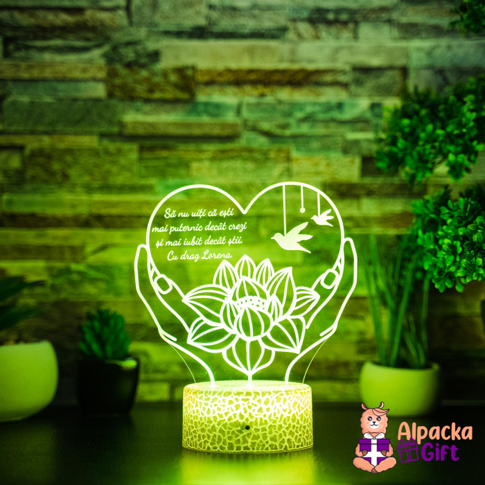 Lampă 3D Inimă în Palme Trandafir [3]