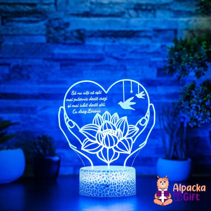 Lampă 3D Inimă în Palme Trandafir [2]