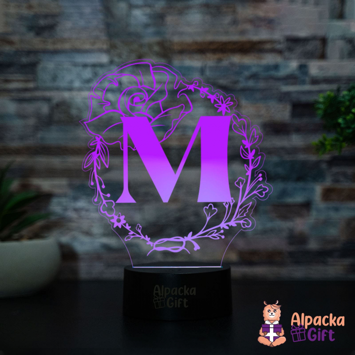 Lampa 3D - Inițială Floare [3]