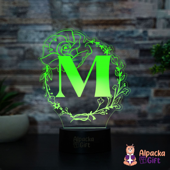 Lampa 3D - Inițială Floare [2]