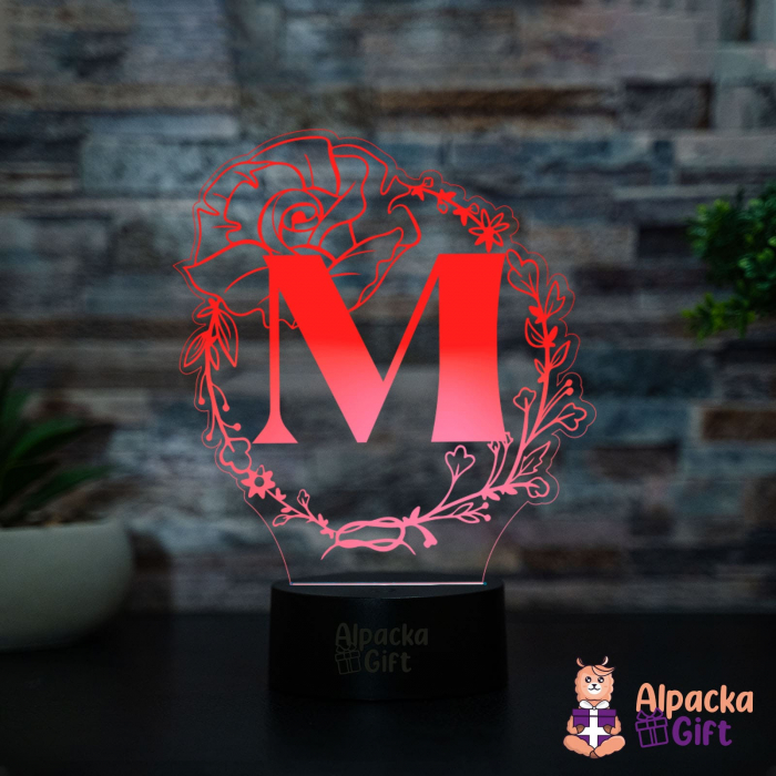 Lampa 3D - Inițială Floare [4]