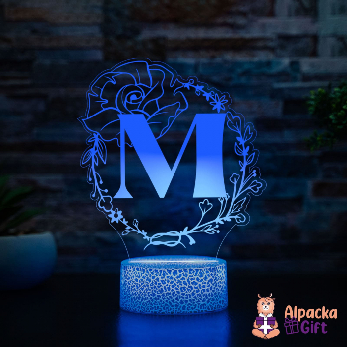 Lampa 3D - Inițială Floare [4]