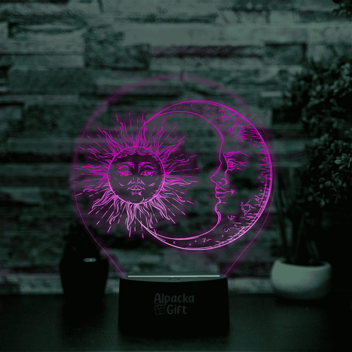 Lampă 3D Lună și Soare [3]