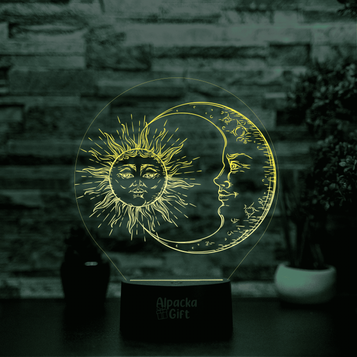 Lampă 3D Lună și Soare [2]