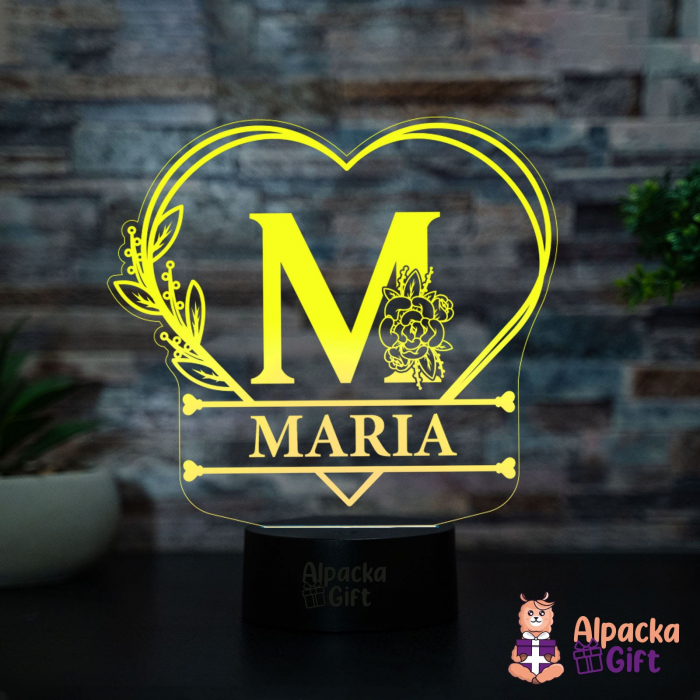 Lampa 3D - Initiala + Nume in Inima [2]