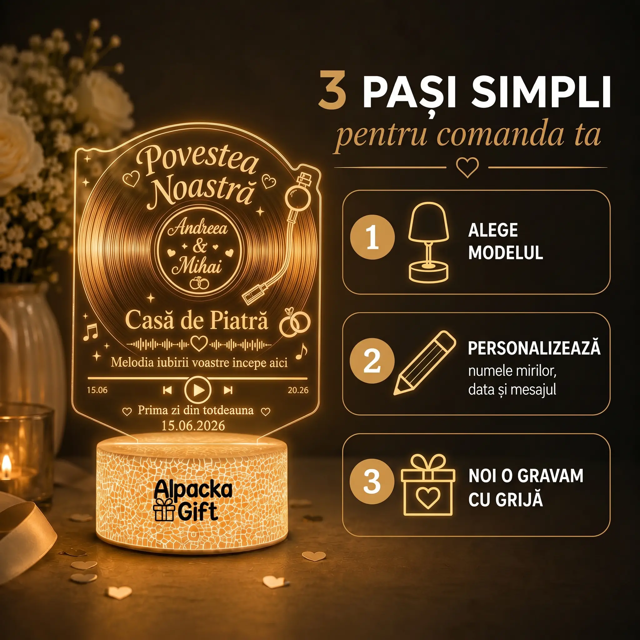 Lampă 3D Povestea Noastră [3]