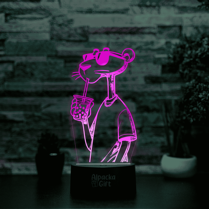 Lampă 3D - Pantera Roz [4]