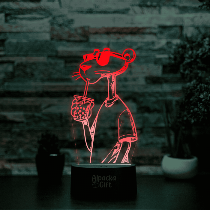 Lampă 3D - Pantera Roz [5]