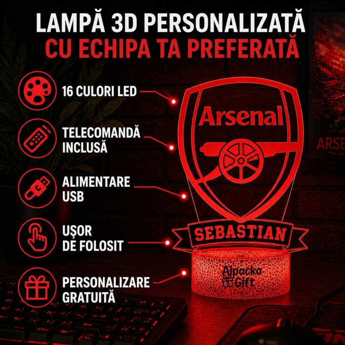 Lampă 3D Personalizată cu Echipa Ta Preferată [4]