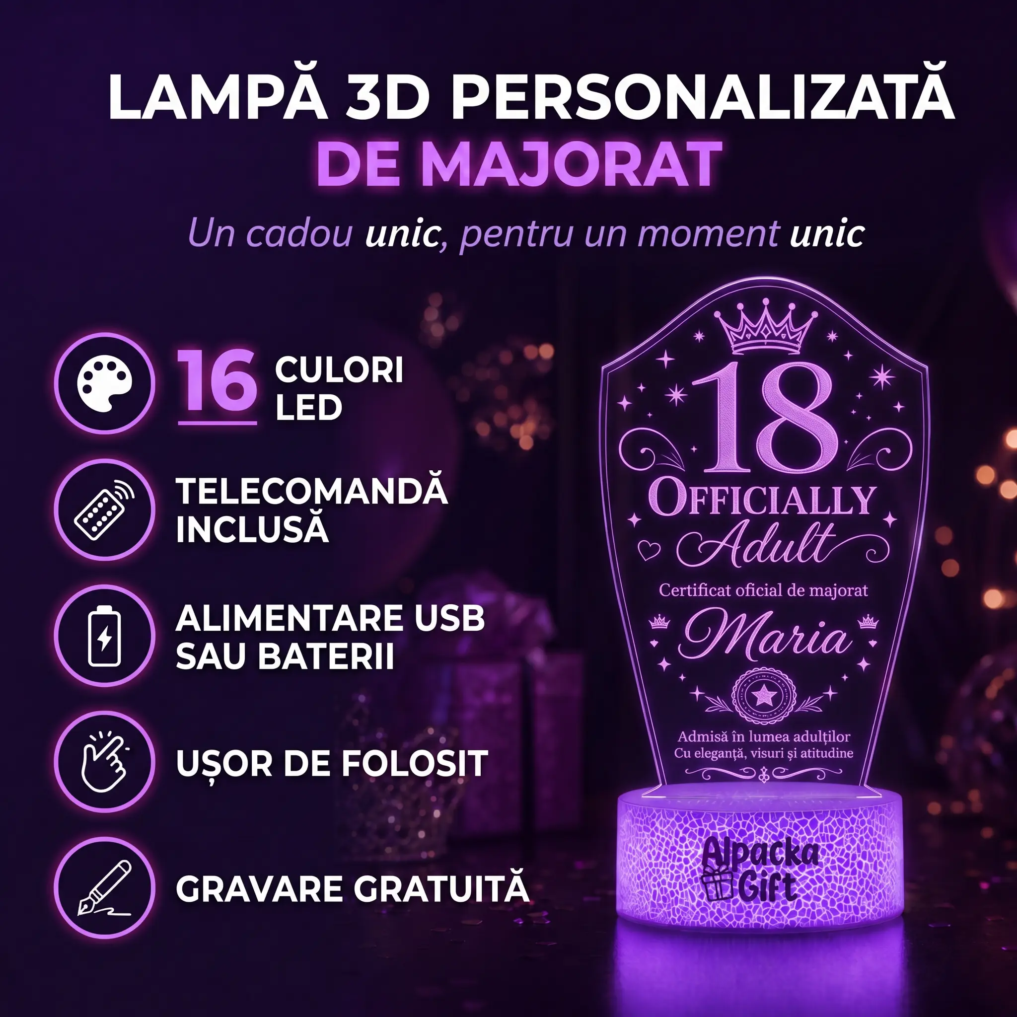 Lampă 3D Personalizată de Majorat Oficial Adult 2 [3]
