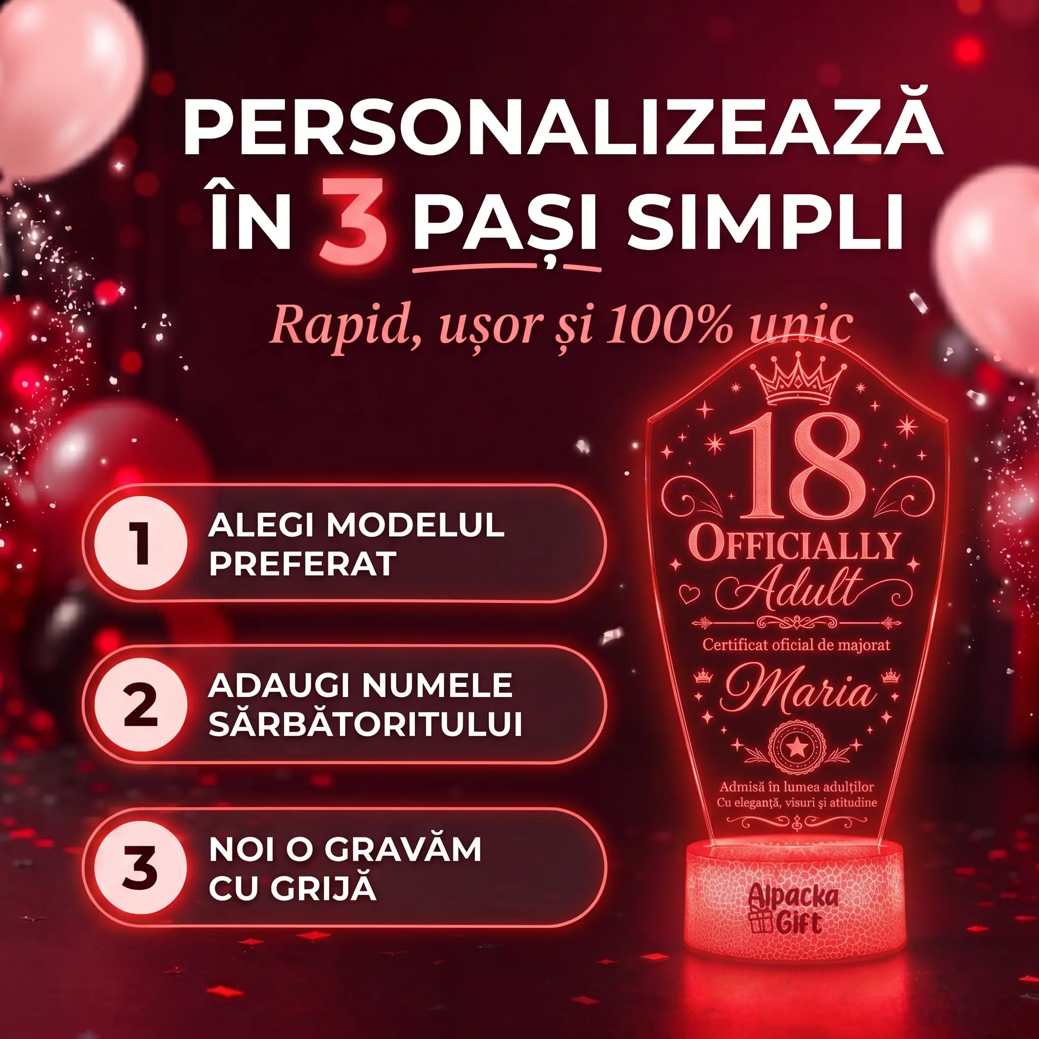 Lampă 3D Personalizată de Majorat Oficial Adult 2 [4]