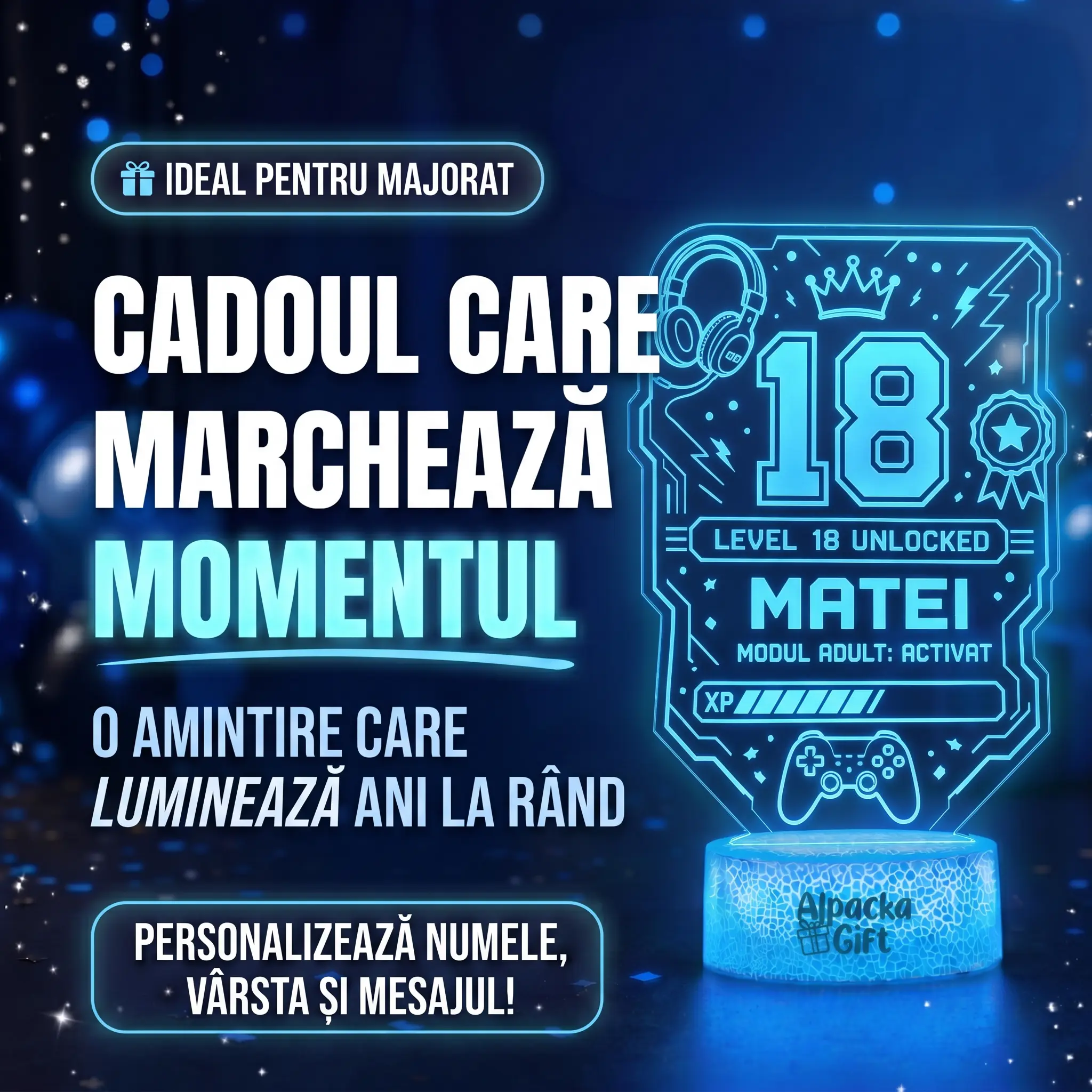 Lampă 3D Personalizată de Majorat pentru Gameri 2 [2]