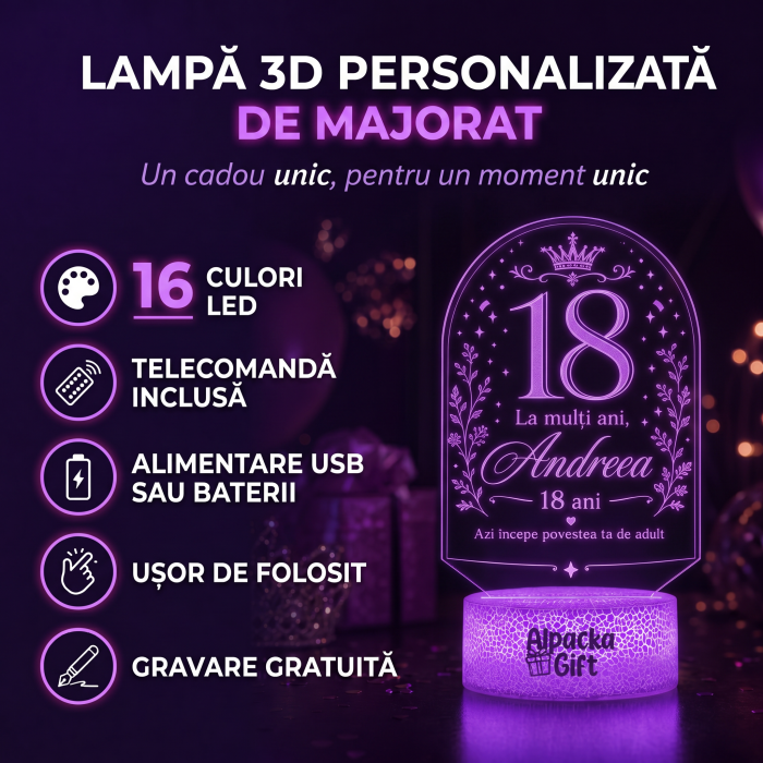 Lampă 3D Personalizată de Majorat Poveste de Adult [3]