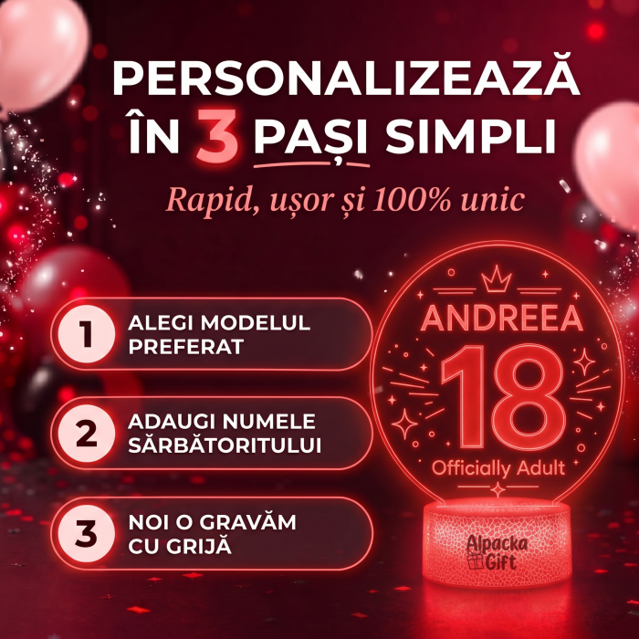 Lampă 3D Personalizată de Majorat Oficial Adult [2]