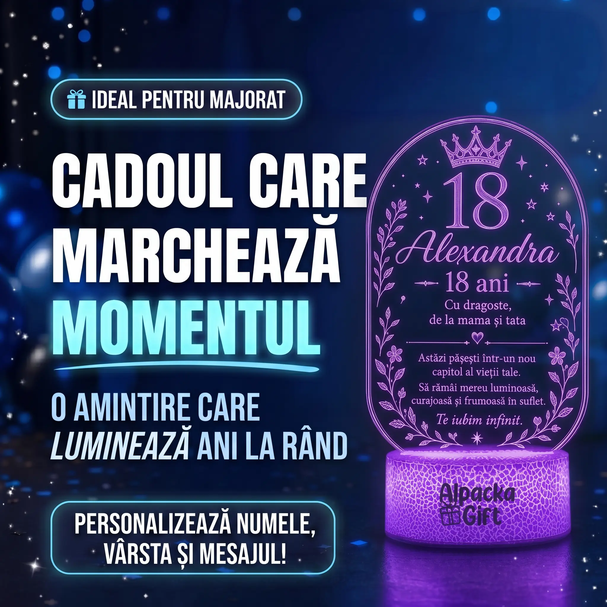 Lampă 3D Personalizată de Majorat Prințesa Noastră [2]