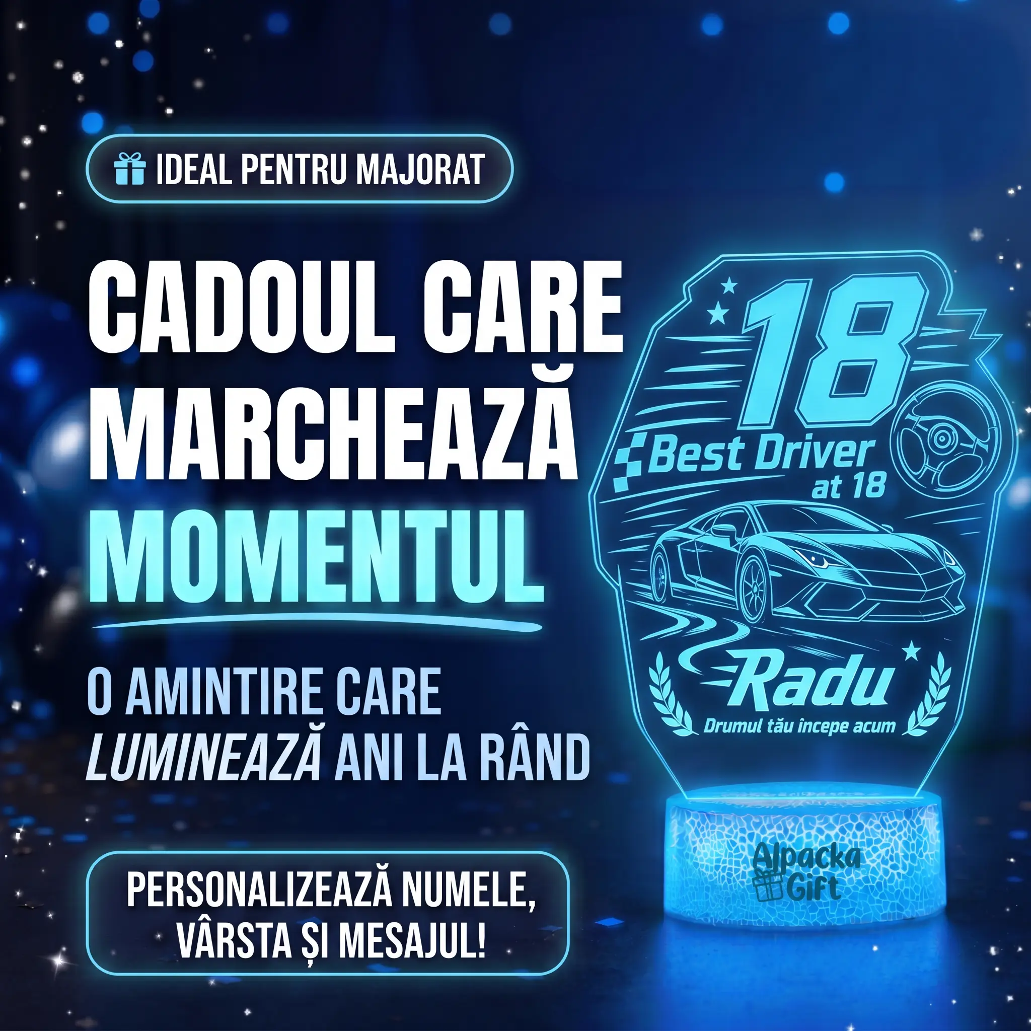 Lampă 3D Personalizată de Majorat Best Driver [2]