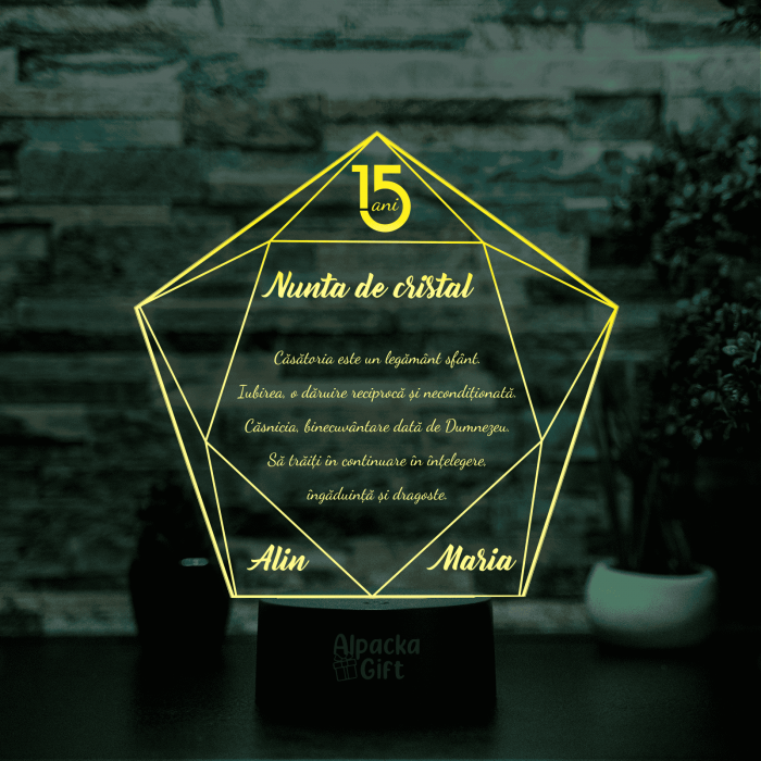 Lampă 3D - Nuntă de Cristal [2]