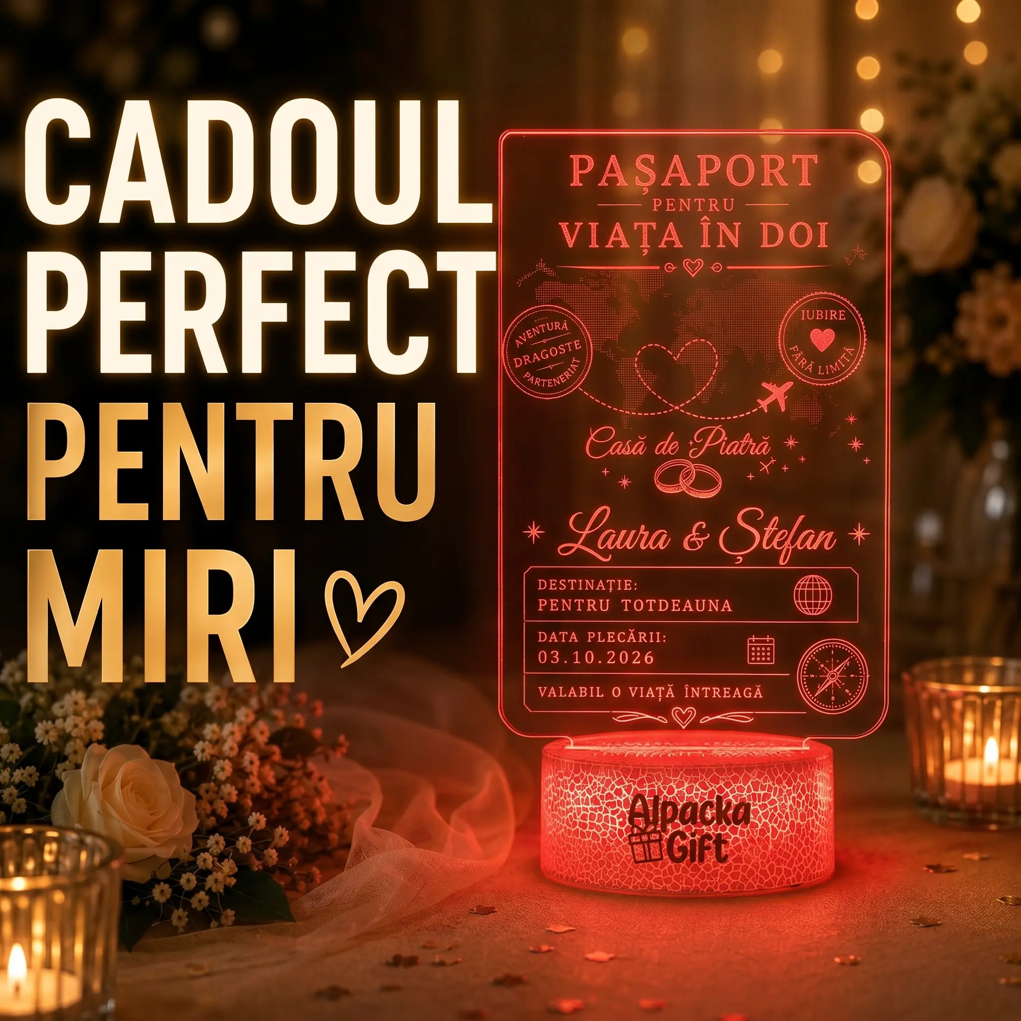 Lampă 3D Pașaport Pentru Viața în Doi [2]