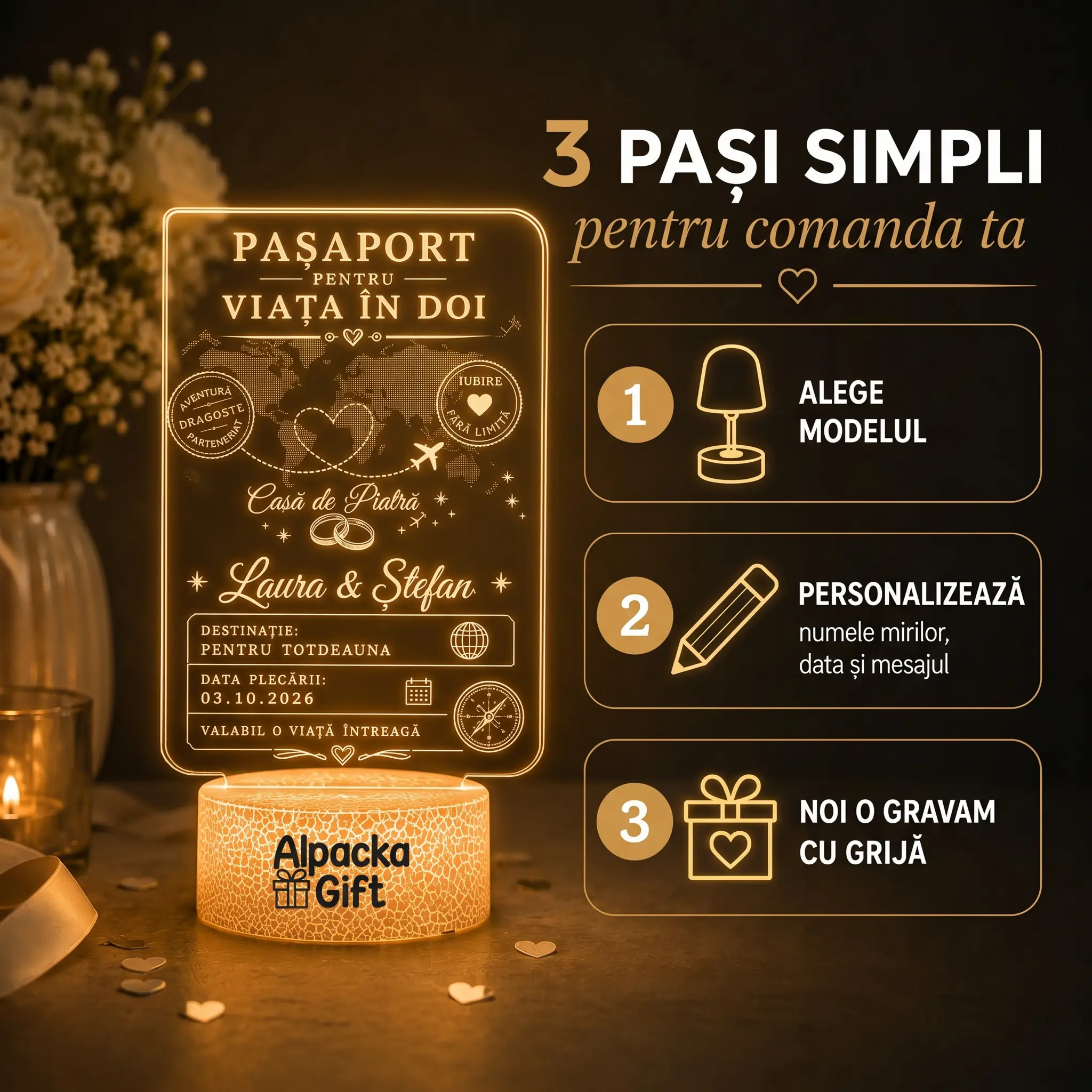 Lampă 3D Pașaport Pentru Viața în Doi [3]