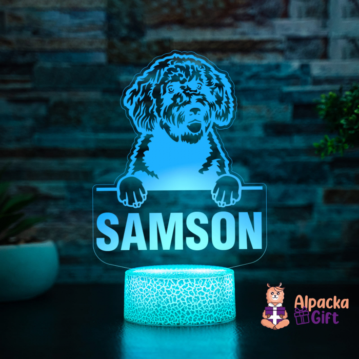 Lampă 3D - Caine de Apa Spaniol (Spanish Water Dog) [5]
