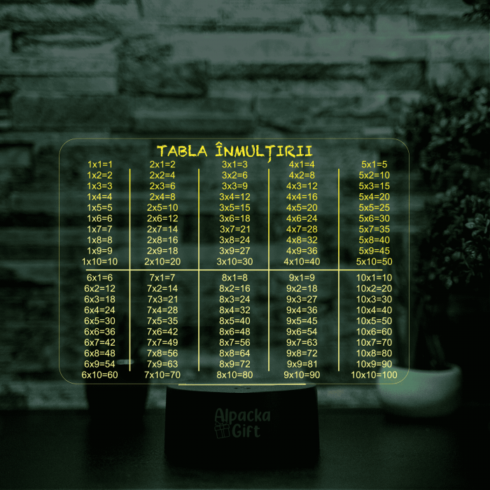 Lampă 3D - Tabla Înmulțirii [2]