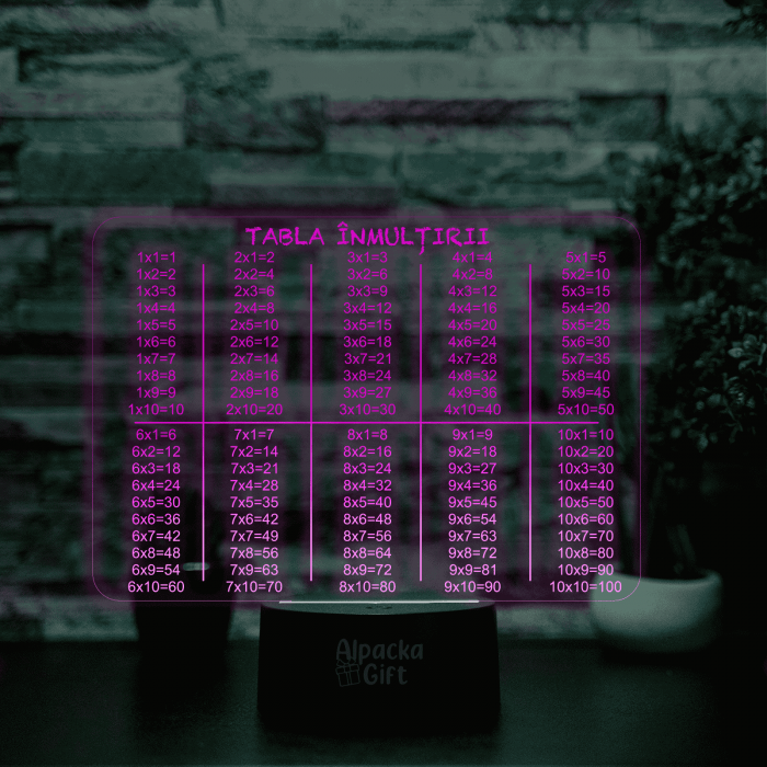 Lampă 3D - Tabla Înmulțirii [4]