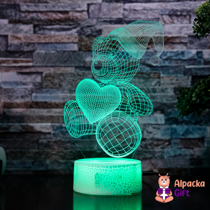 Lampă 3D Ursuleț cu Inimă 4 [3]