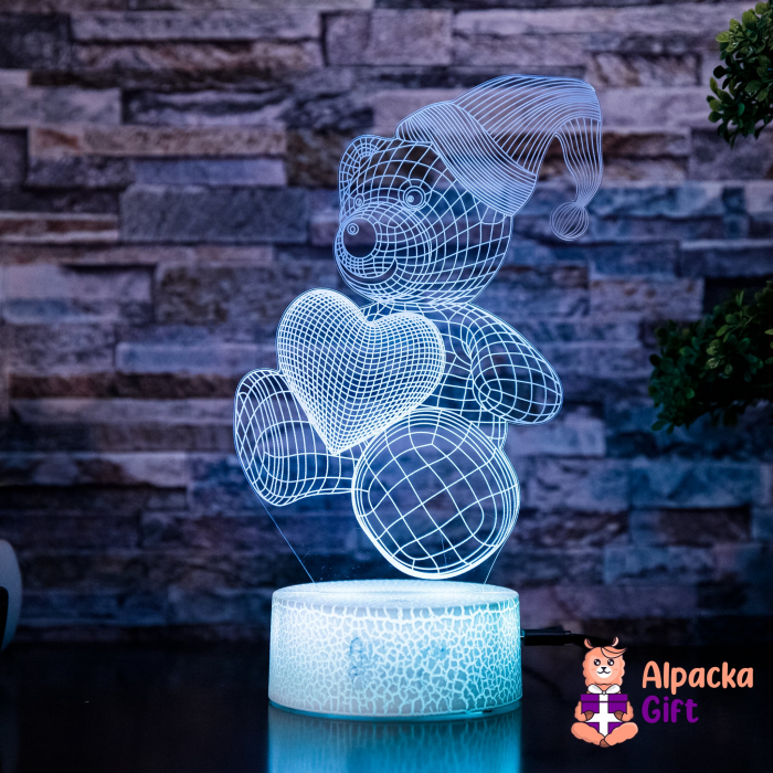Lampă 3D Ursuleț cu Inimă 4 [4]