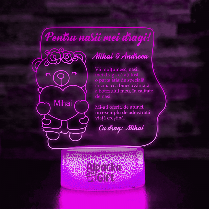 Lampa 3D - Ursuleț (fetiță) cu Inimă [4]