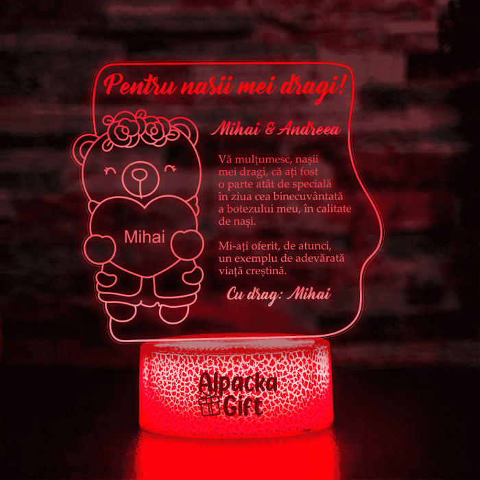 Lampa 3D - Ursuleț (fetiță) cu Inimă [5]