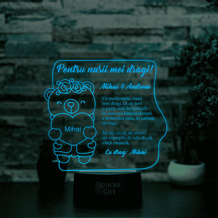 Lampa 3D - Ursuleț (fetiță) cu Inimă [2]