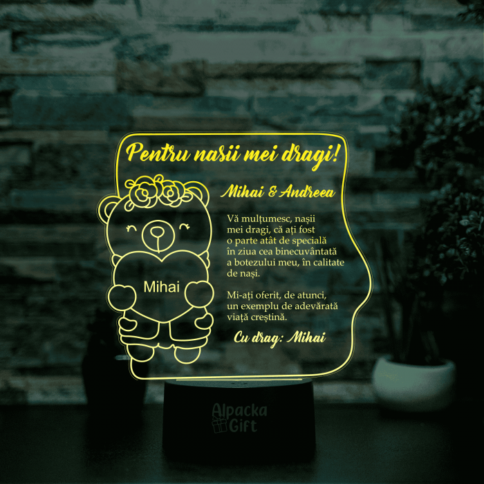 Lampa 3D - Ursuleț (fetiță) cu Inimă [3]