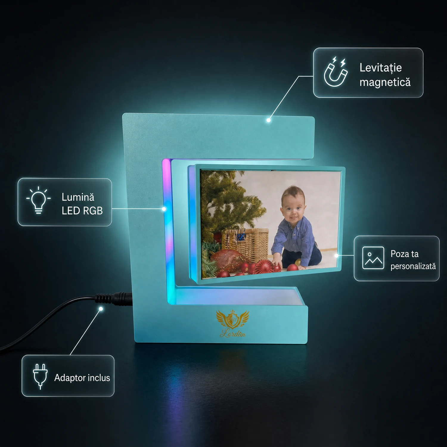 Ramă Foto Levitantă cu LED RGB Alpacka Gift [2]