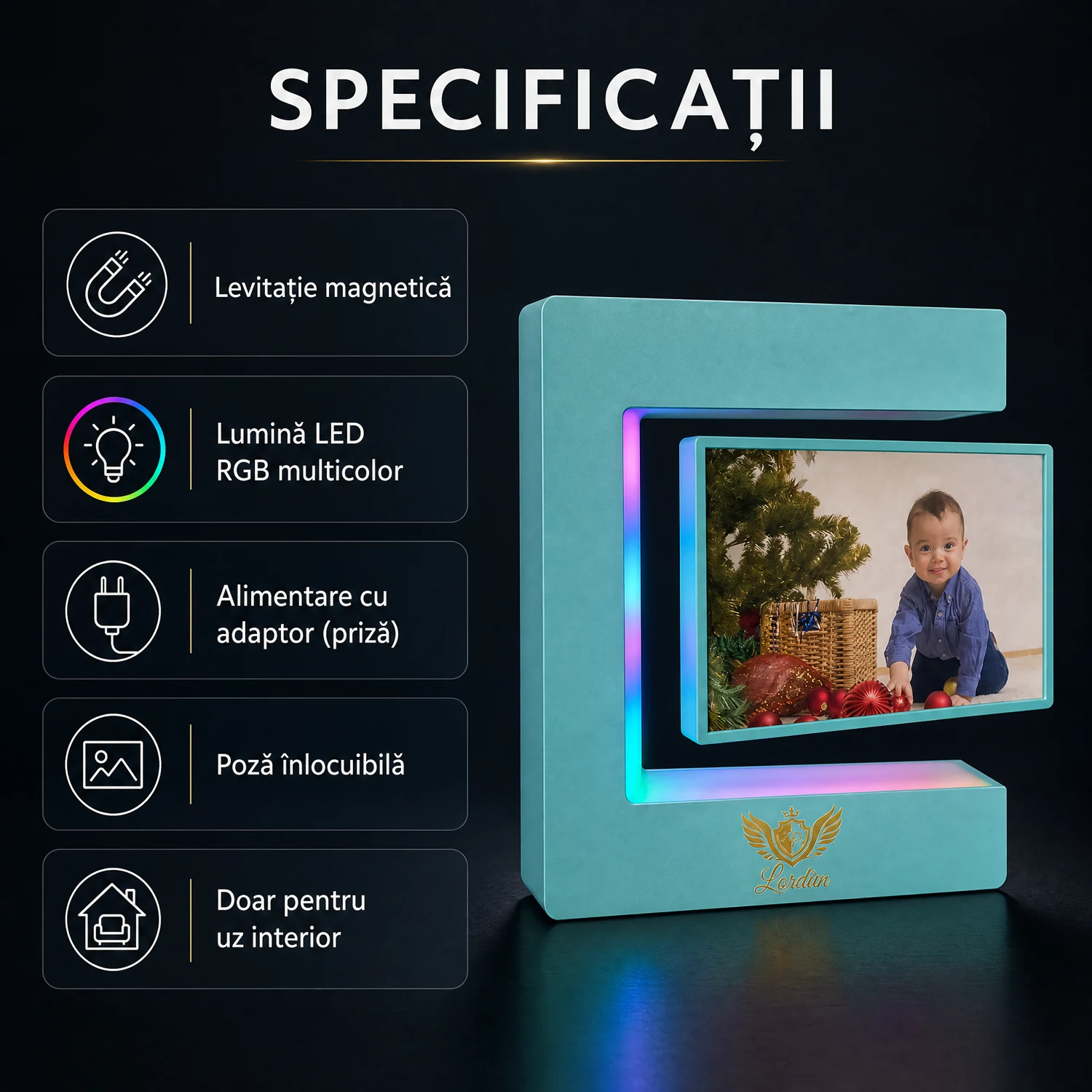 Ramă Foto Levitantă cu LED RGB Alpacka Gift [3]