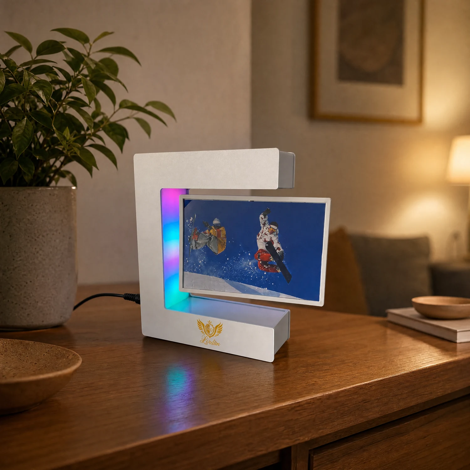 Ramă Foto Levitantă Pătrată cu LED RGB Albă Alpacka Gift [4]