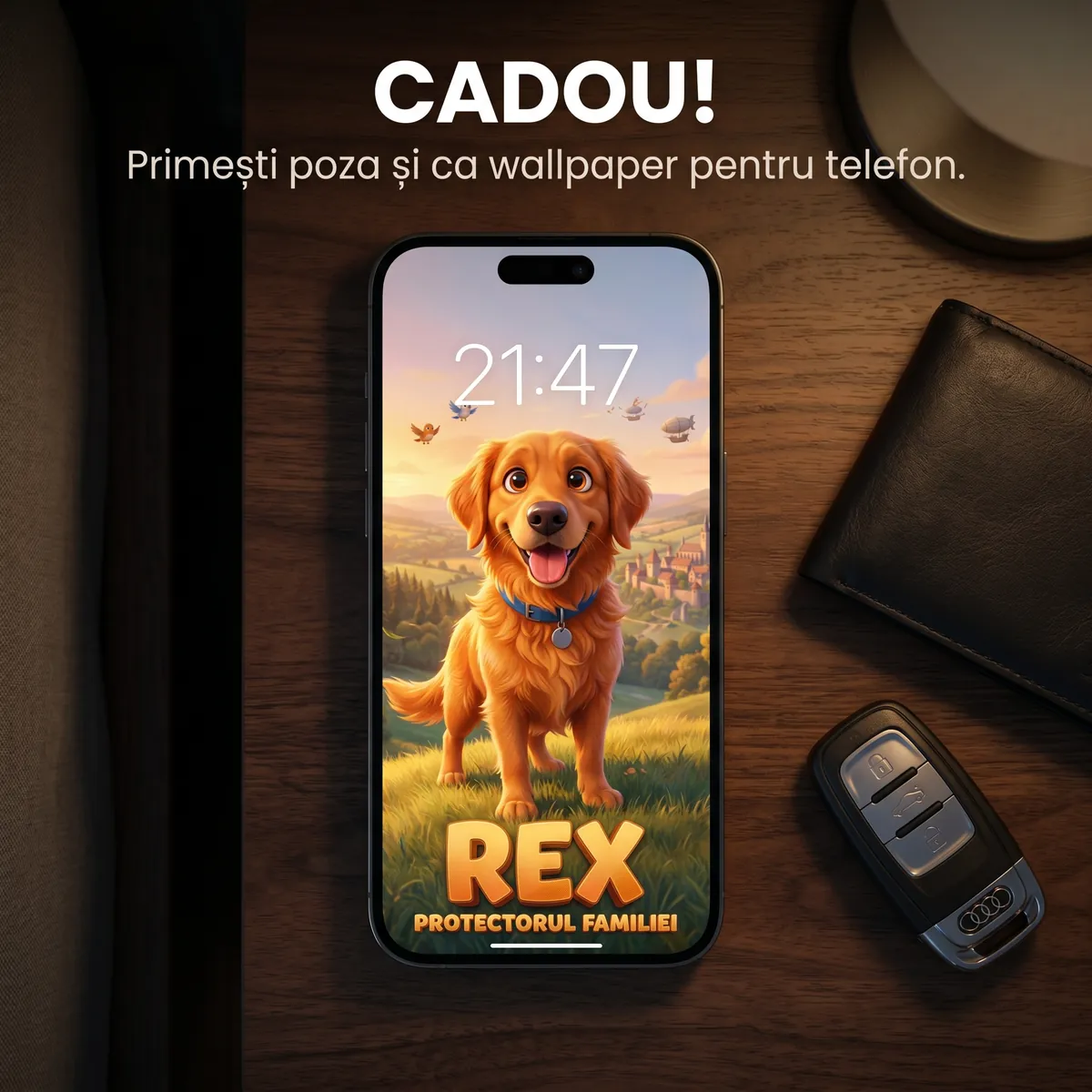 Tablou Personalizat Caine Aventurier - cadou pet personalizat [6]