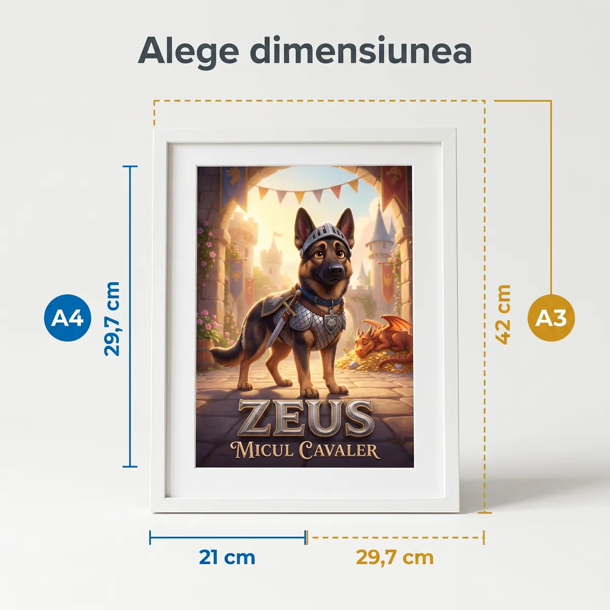 Tablou Personalizat Caine Cavaler - cadou pet personalizat [4]
