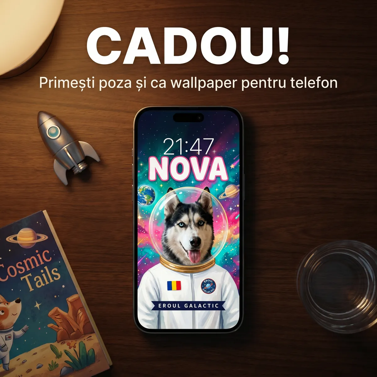 Tablou Personalizat Catel Astronaut - cadou pet personalizat [6]