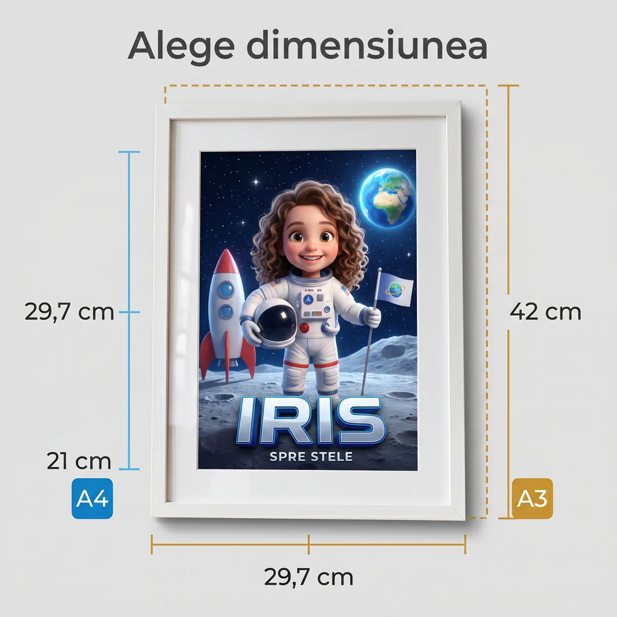 Tablou personalizat Micuța Astronaută - cadou copii Alpacka Gift [4]