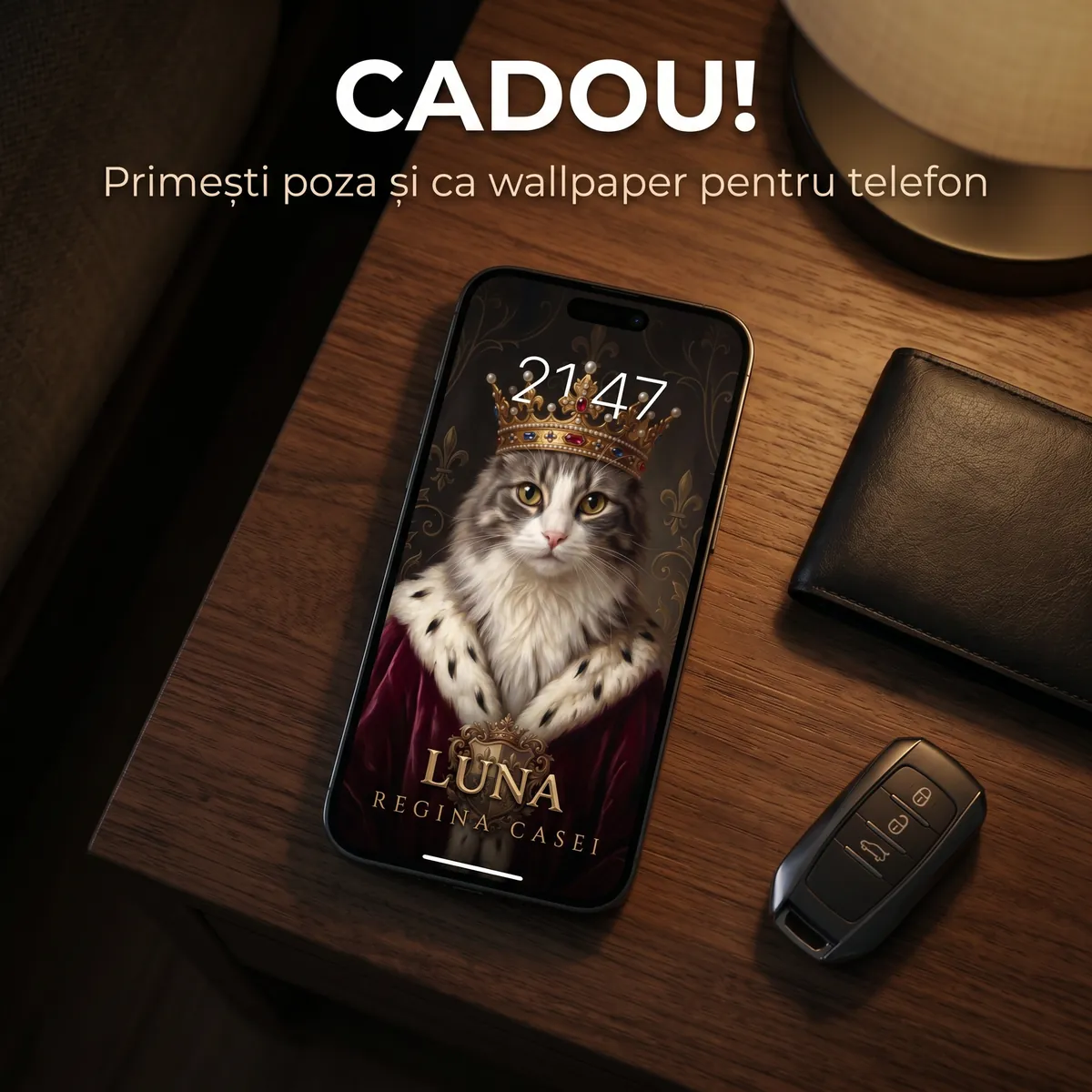 Tablou Personalizat Pisica Regala - cadou pet personalizat [6]