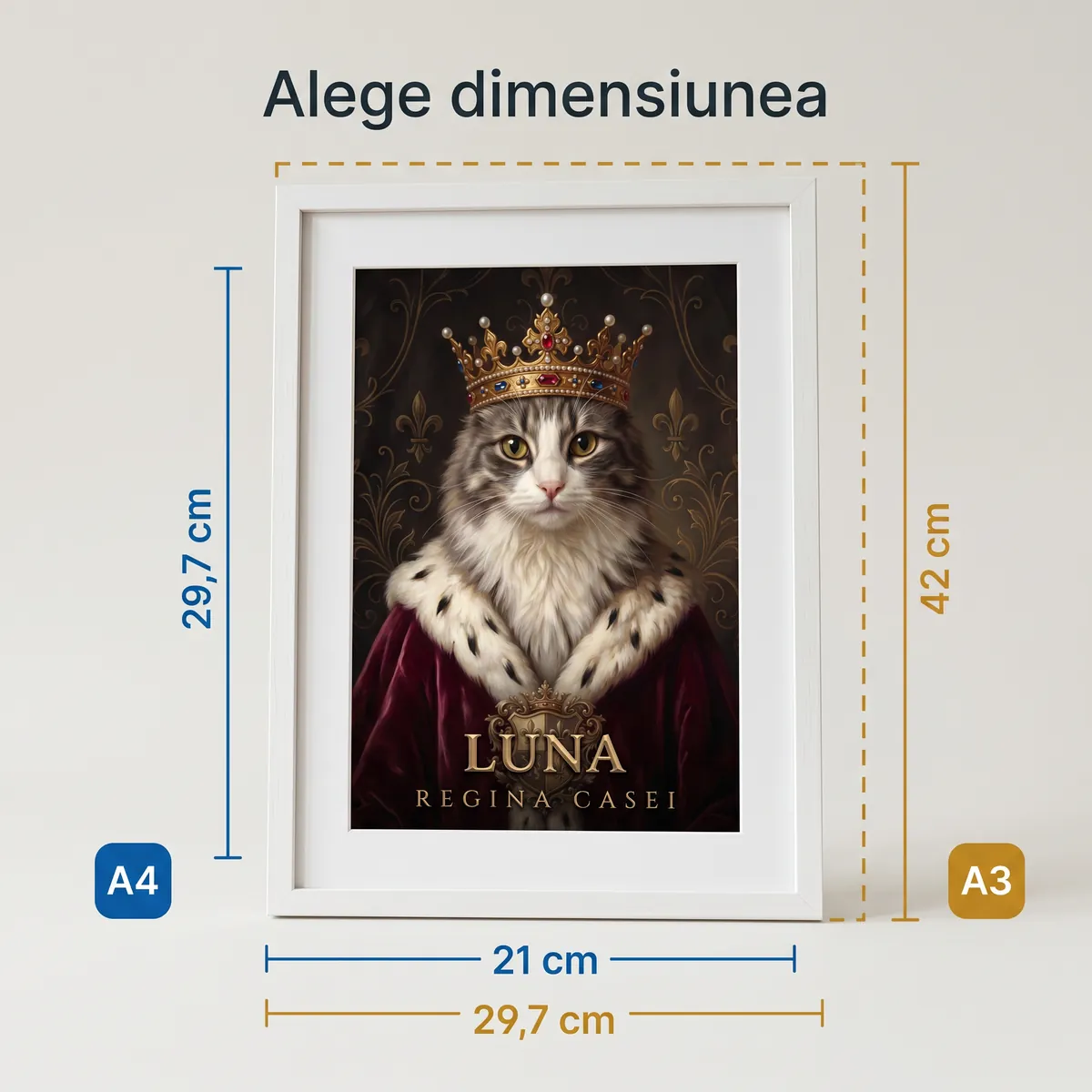 Tablou Personalizat Pisica Regala - cadou pet personalizat [4]