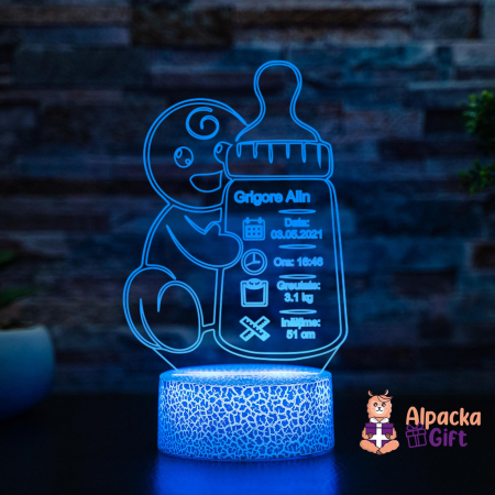 Botez - Lampa 3D Biberon